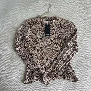 Nasty Gal Leopard Long-sleeve Shirt - size 6 - fits like a small